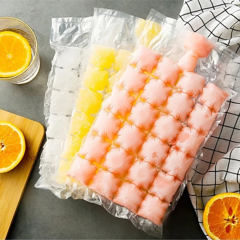 10-100Pcs Mold Bags Self-sealing Lattice Disposable Ice-Making Bags with funnel Bar homemade Edible Frozen