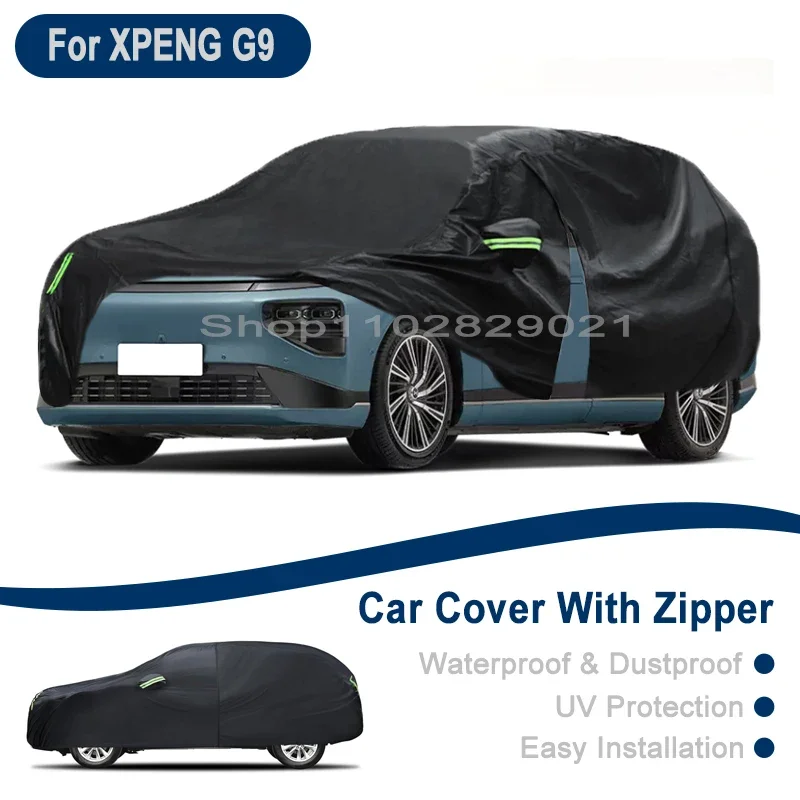 

Полный чехол для автомобиля XPENG G9 - Универсальный уличный чехол на весь кузов с боковой молнией, водонепроницаемый, пылезащитный, солнцезащитный.