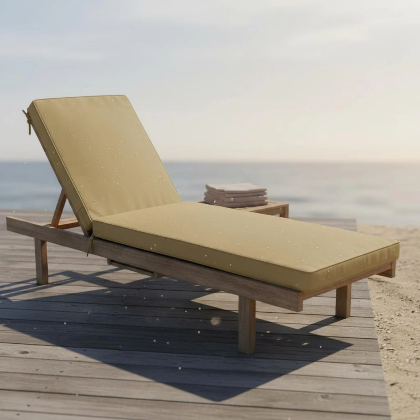 

Outdoor Chaise Cushion Thick Chaise Lounge Cushion Khaki Stitched