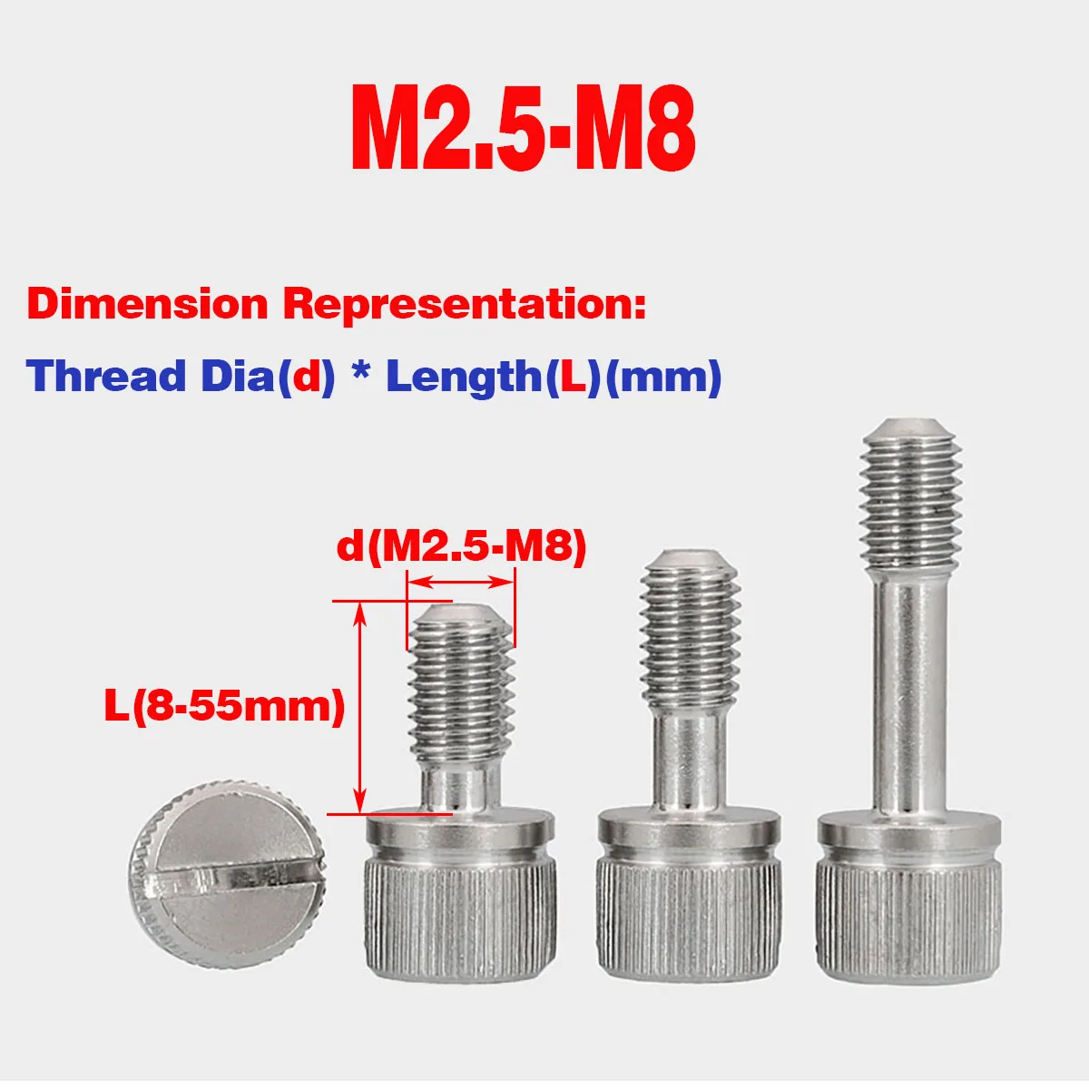 

Knurled Thumb Nut / Screw ,304SS,Slotted Hand-tightened Anti-loosening Bolt M2.5-8