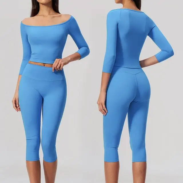 completo-sportivo-due-pezzi-in-nylon-spazzolato-a-vita-alta-manica-a-tre-quarti-vestibilita-aderente-effetto-sollevamento-addominale-e-modellante-dei-glutei