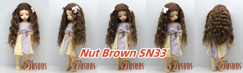 JD880 Lange Sauvage Welle Mittelscheitel Meerjungfrau Lockig mit Twin Bow Braids Puppe Perücken 1/8 1/6 1/4 1/3 Pullip Blythes BJD Haar – Detail 22