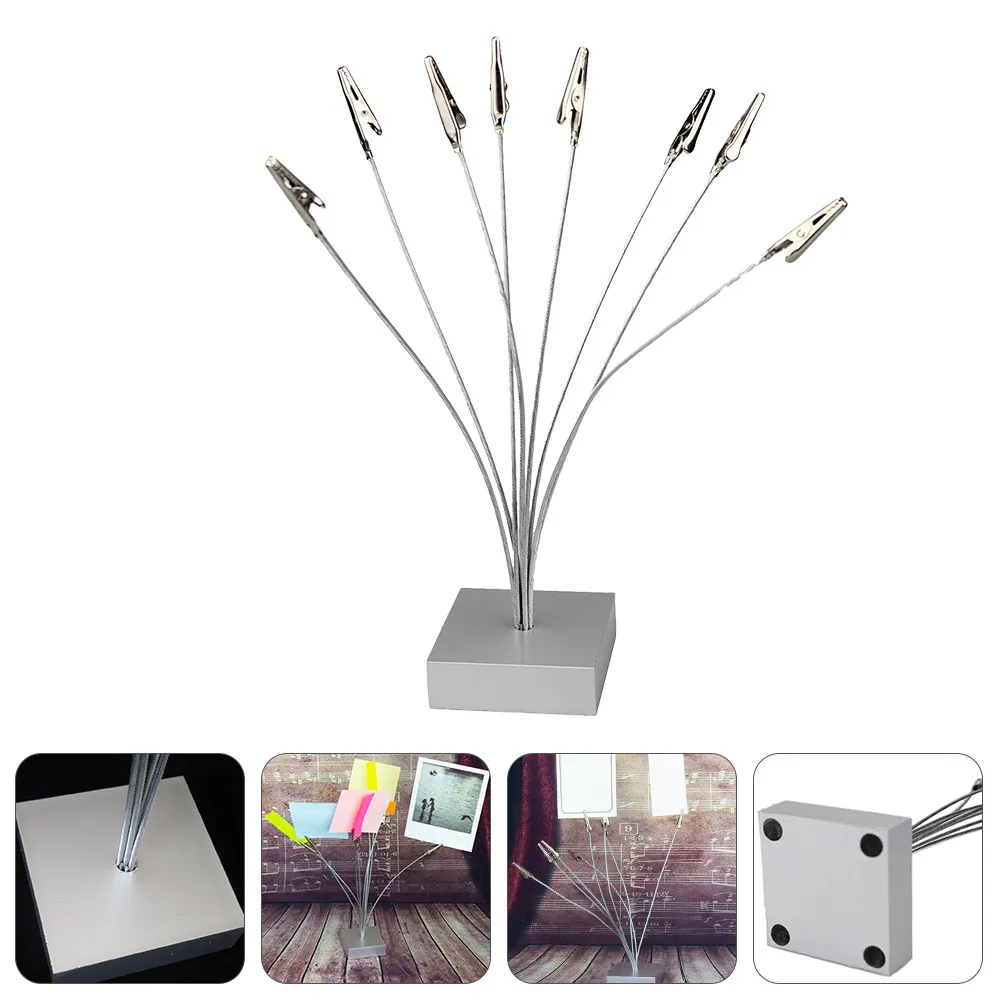 8 Silver Alligator Clips Premium Alloy Multi-Head Note Holder Photo Display Hanger for Office Supplies Cards Photos Tabletop