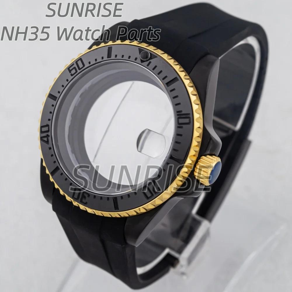 

40mm Watch Case Stainless Steel for NH34 NH35 NH36 movement 28.5mm Dial Sapphire Glass Rubber Strap 100m Waterproof Yacht Case
