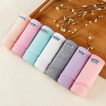 7 unids/lote de bragas para mujer, ropa interior de algodón, lencería Sexy suave transpirable, calzoncillos femeninos para niñas, calzoncillos bonitos de Color sólido de talla grande