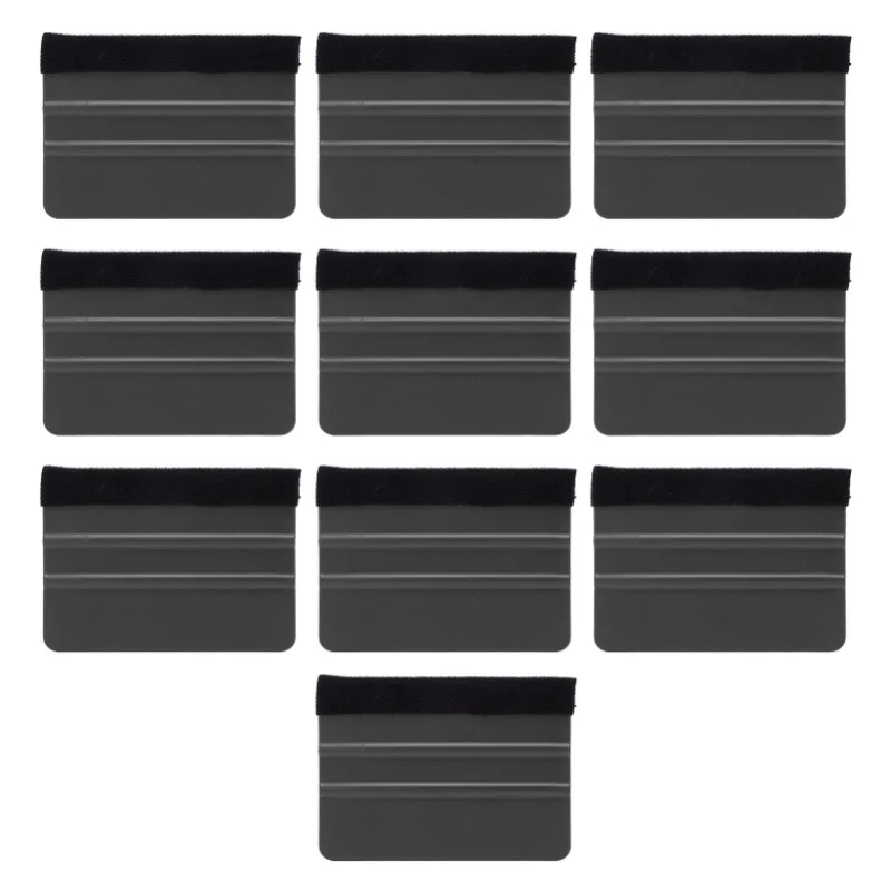 10Pcs Car Vinyl Scraper Scratch Resistant Professional Vinyl Felt Squeegee For Vinyl Film Packaging Electronic Repair Black