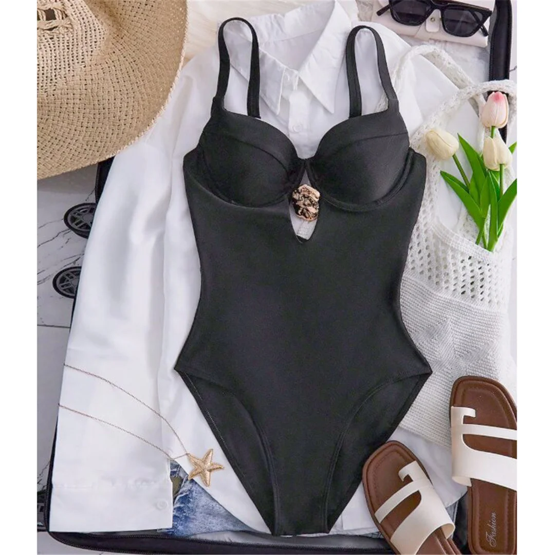 S - XL 2026 Neuer Cut-Out-Badeanzug mit Bügel, einteiliger Badeanzug für Damen, Badebekleidung, Monokini mit hohem Beinausschnitt, Badeanzug, Schwimmanzug V7961 – Detail 2