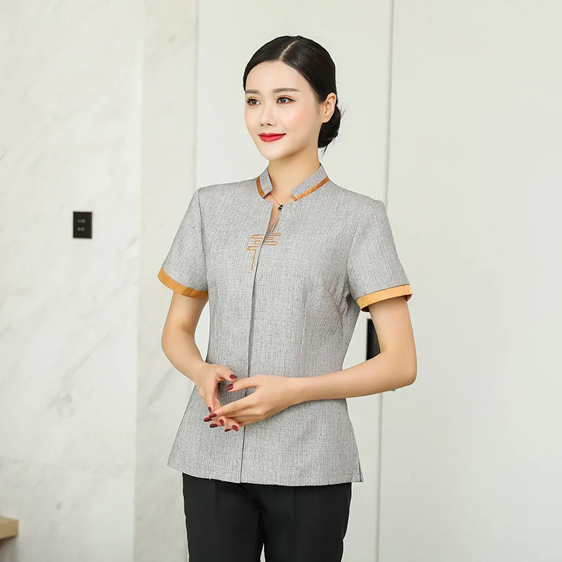 ชุดทําความสะอาดแขนสั้นสําหรับบริการห้องทําความสะอาดโรงแรมชุดทําความสะอาดป้าทําความสะอาดทรัพย์สินสําหรับผู้ชายและ W