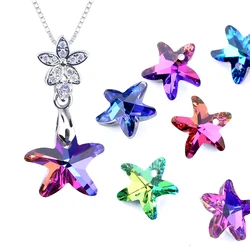 14mm Multicolor Starfish Pendant Glass Beads Crystal Charms For Women Jewelry Making Necklaces DIY Earring Findings 12pcs/lot