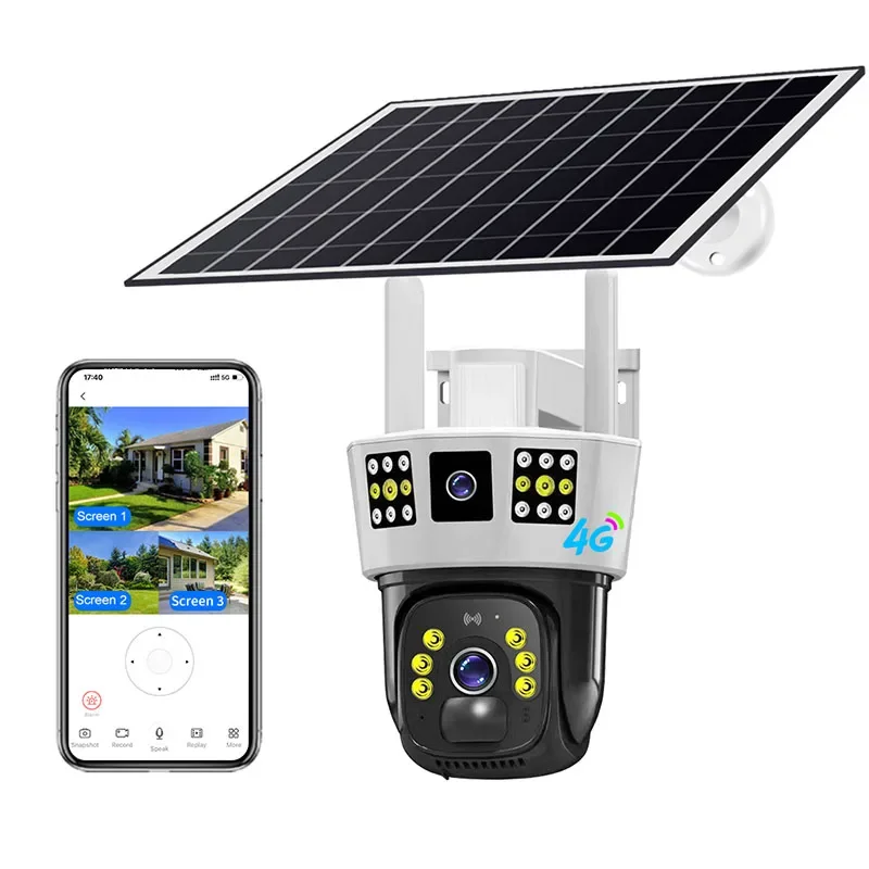 BEWIN V380 4G solar Cameras 4mp 2 Lens WIFI Camera solar camera with 4g sim card