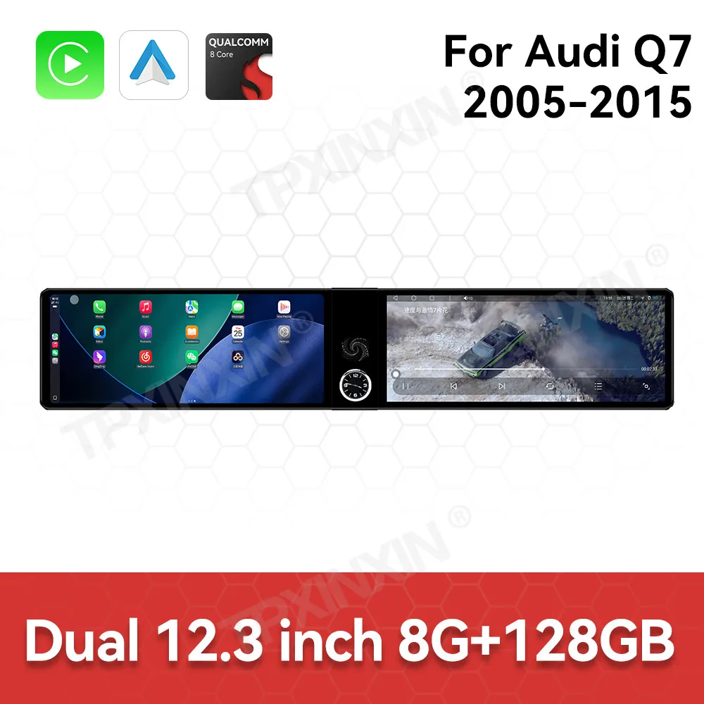 

12,3-дюймовый экран автомобильного радио для Audi Q7 2005-2015 Android Auto GPS навигация мультимедийный видео стерео приемник головное устройство