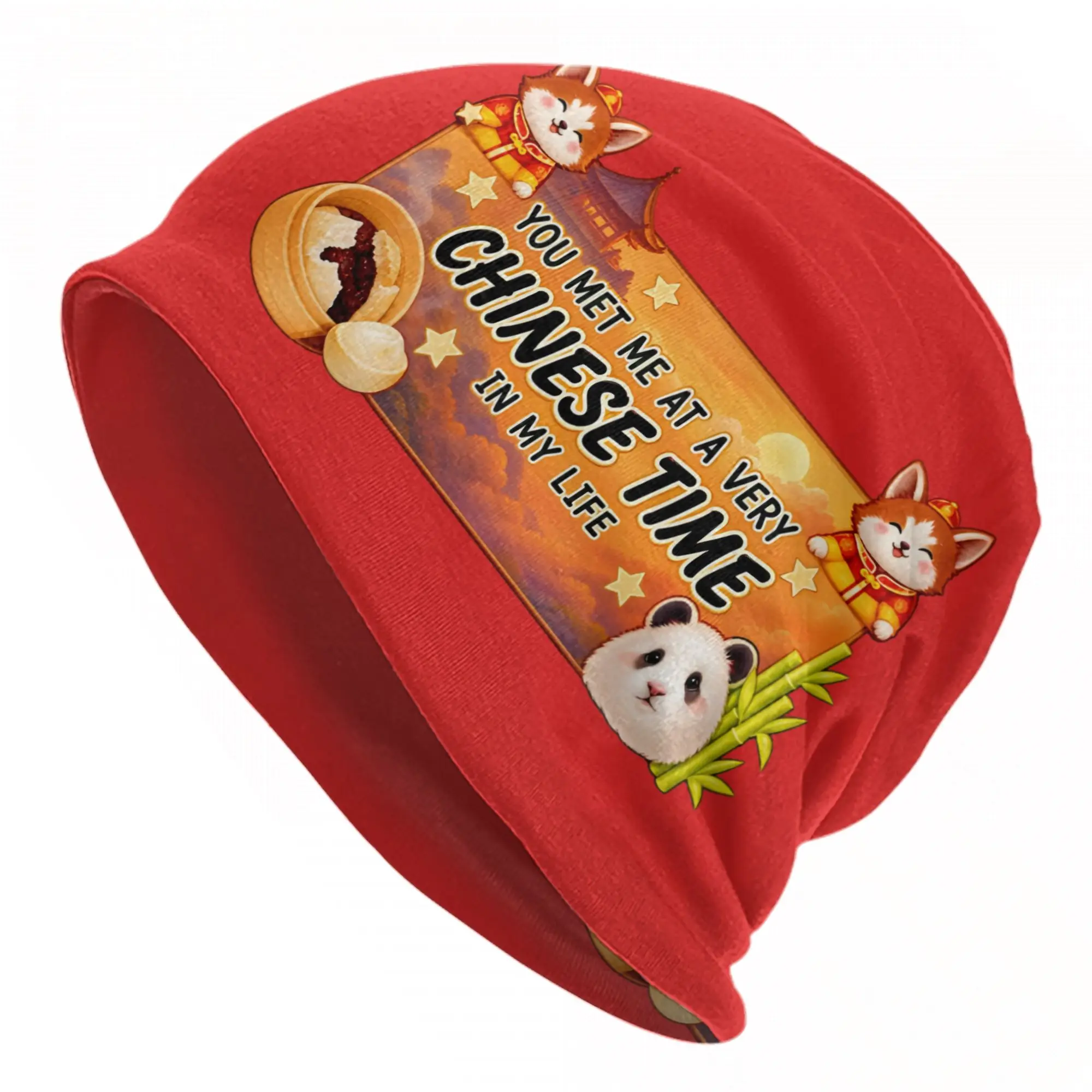You Met Me At A Very Chinese Time In My Life  Bonnet Hats Vintage Outdoor  Skullies Beanies Hats Unisex Warm Dual-use Cap