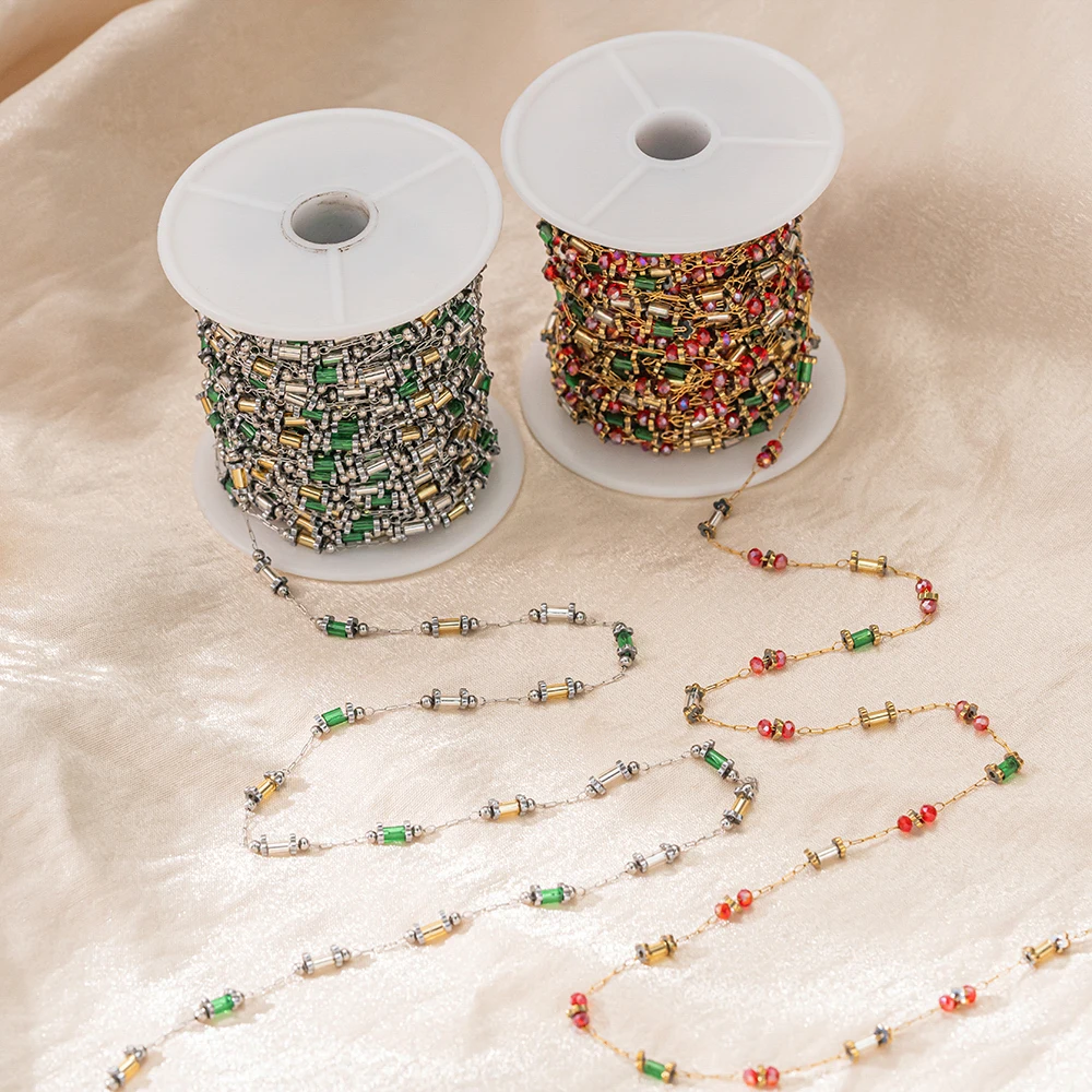 1 Meter Edelstahl-Kristallperlen-Verbindungsglieder für DIY Armbänder, Halsketten, Fußkettchen, Schmuckherstellung, DIY Damen Handgemachte Komponenten – Detail 2