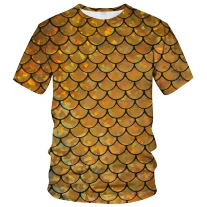 

Plus Size Funny Fish Scale Pattern 3D Print Tshirt women And Fashion Personality O Neck Short Sleeve T Shirt Casual Kid Tee Top