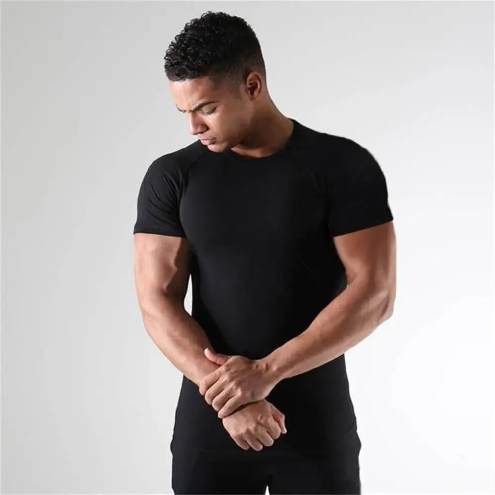 

Short Sleeved Men's Fitness T-shirt Compression Top Quick Dry Gym Sport Running Shirts Tight Sportswear Men Sport T-shirt