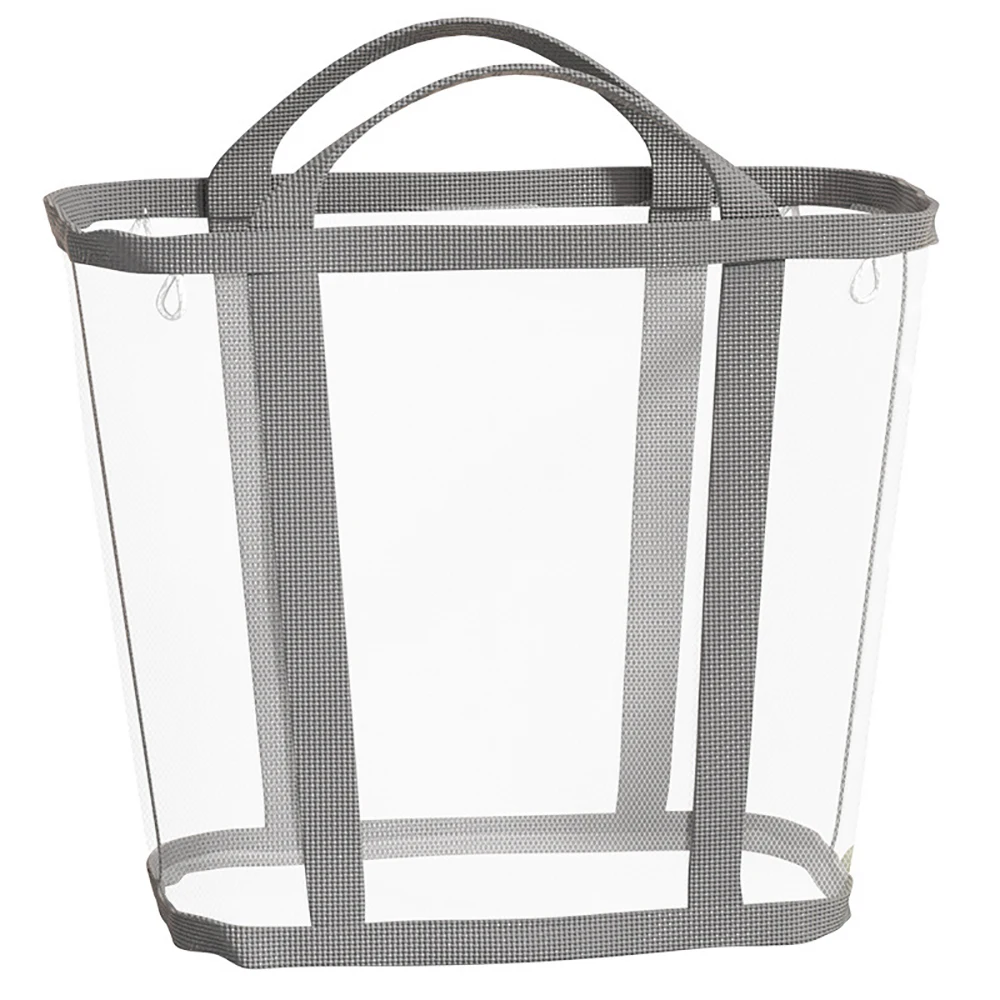 1 قطعة سلة الغسيل الشبكية النايلون مع مقبض تنفس للطي المحمولة الملابس القذرة المنظم أكياس سعة كبيرة حقيبة التخزين