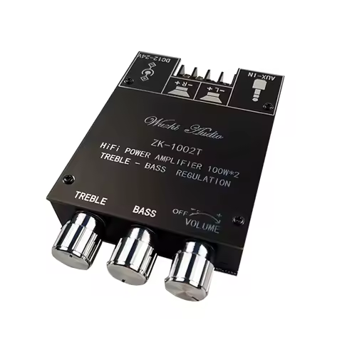 ZK-1002T CS8673E Bluetooth 5.0 HIFI 2.0 Channel Power Audio Stereo Amplifier Board 2*100W Module TREBLE Bass Note Tuning AMP