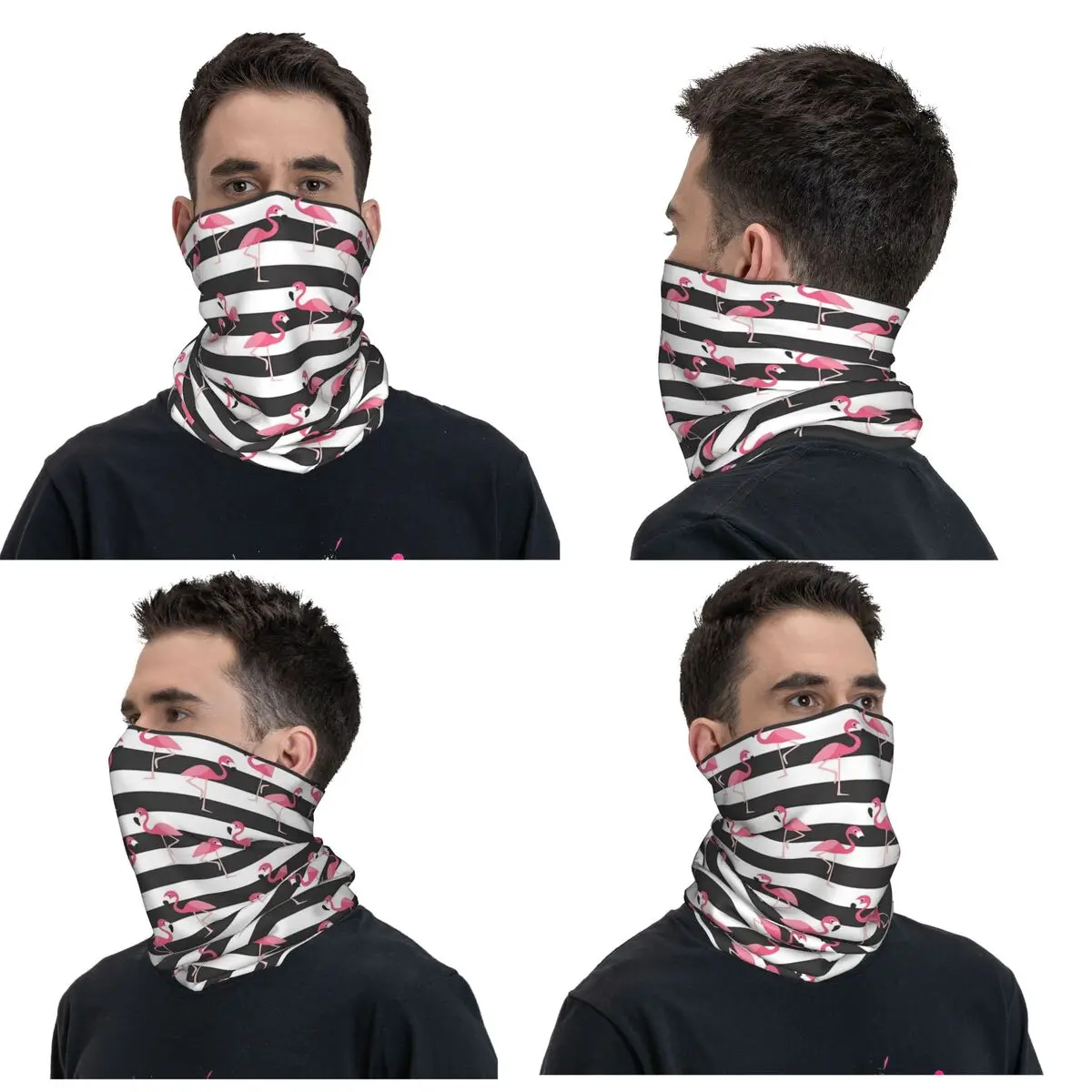 Flamingo Cactus Tropical Ruber Bandana Neck Gaiter Gedrukt Wrap Sjaal Warme Bivakmuts Rijden Unisex Volwassen Winddicht