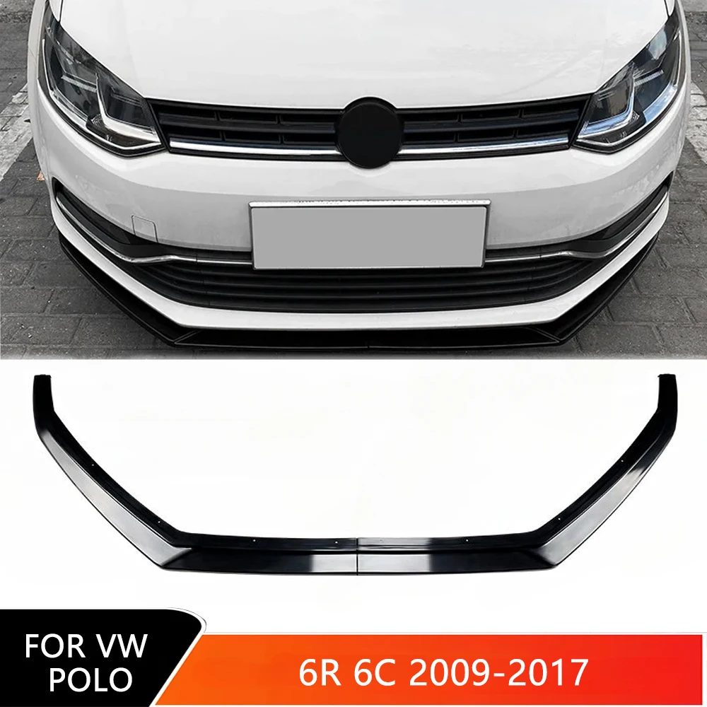 

Front Bumper Lip Spoiler for VW Polo 6R 6C 2009-2017 Car Diffuser Splitter Guard Protector Cover Exterior Modification Body Kit