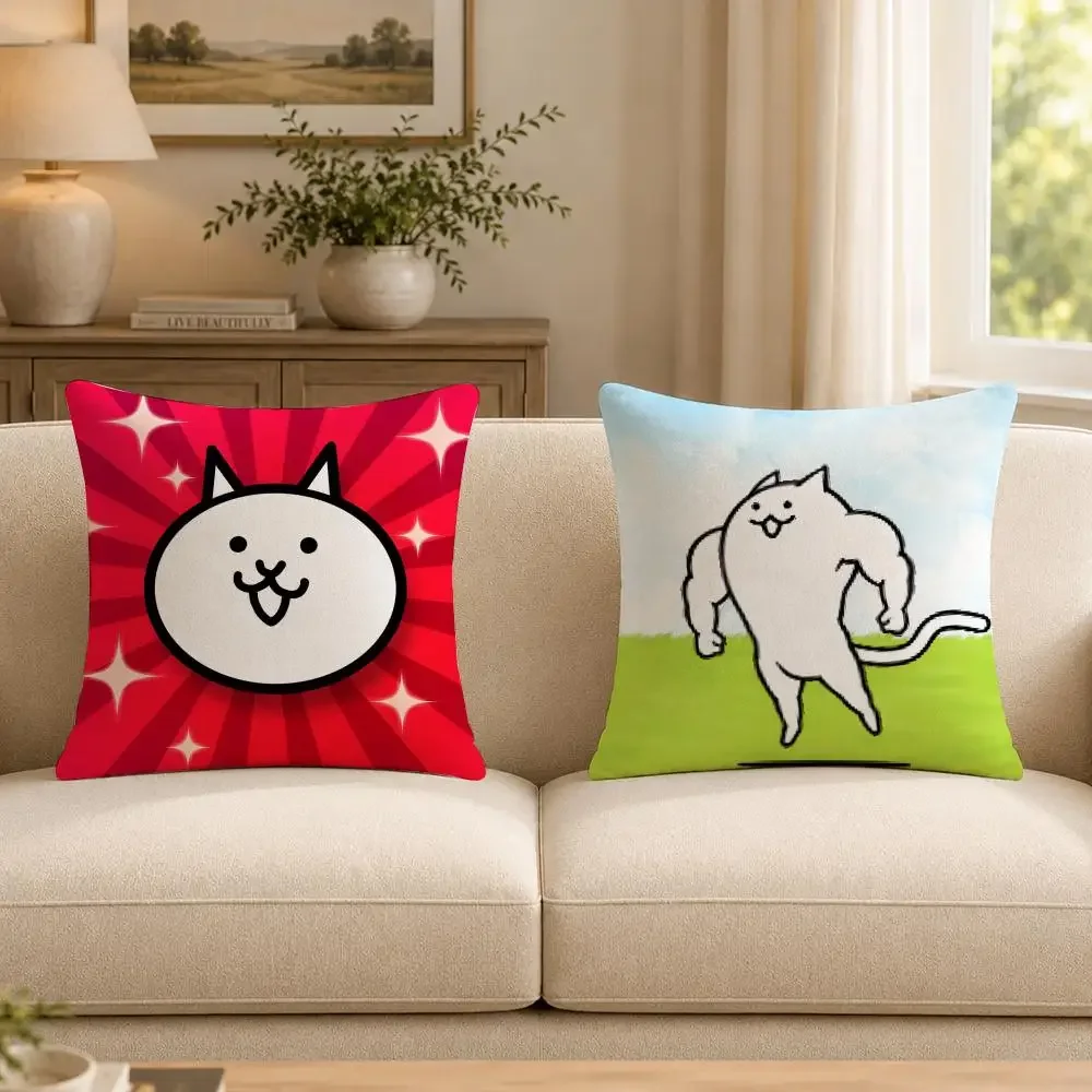 Game T-The B-Battle C-Cats Cushion Cover Soft Short Plush Decorative Pillow Cover for Sofa Bedroom Easy to Clean