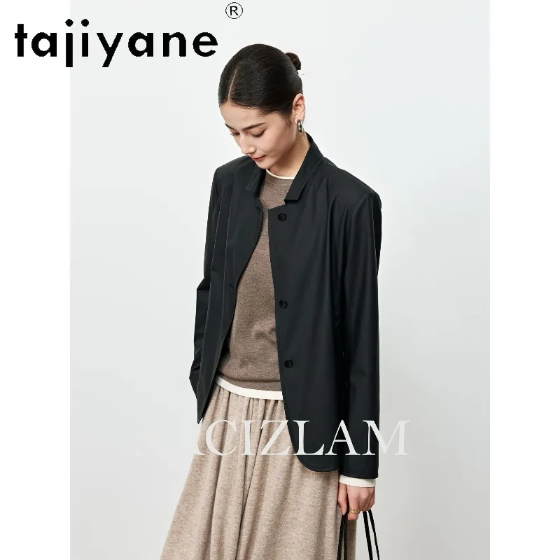 TAJIYANE Ultra‑thin Sheepskin Genuine Leather Jacket Woman Short Shirt‑Style Blazer Coat Slim Fit Jackets for Woman Outerwear 자켓