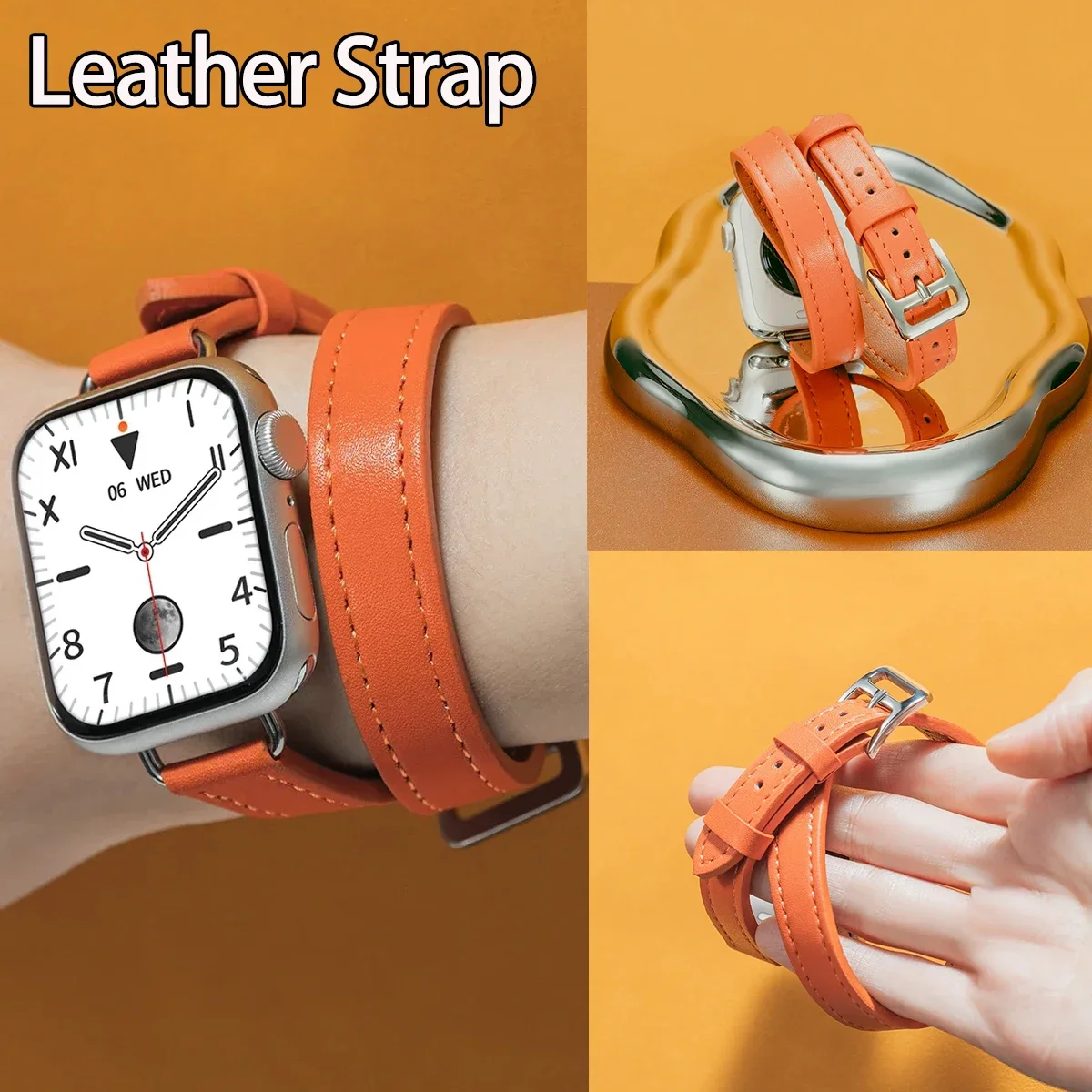Leather Strap for Apple Watch Band S11 S10 42 46mm 41 45 40 44mm Correa For IWatch Series10 9 8 7 6 SE 5 4 Ultra 3 49mm Bracelet
