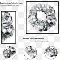 5Pcs/20pcs Mirror Disco Sequin Hair Scrunchies Metallic Silver Scrunchies CHEERLEADERS Girls Ponytail Holder Hair Accessories - Image 4