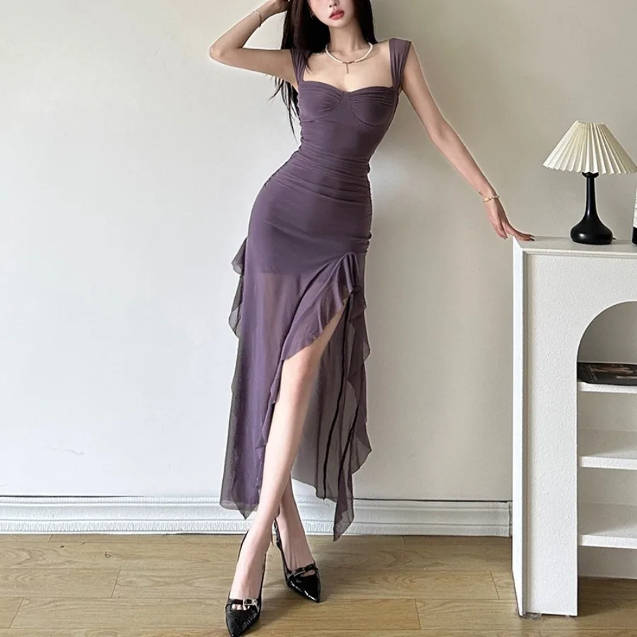 

【New style】Style 2026 spring and summer new women's clothes sexy suspender tube top split hip bag long dress