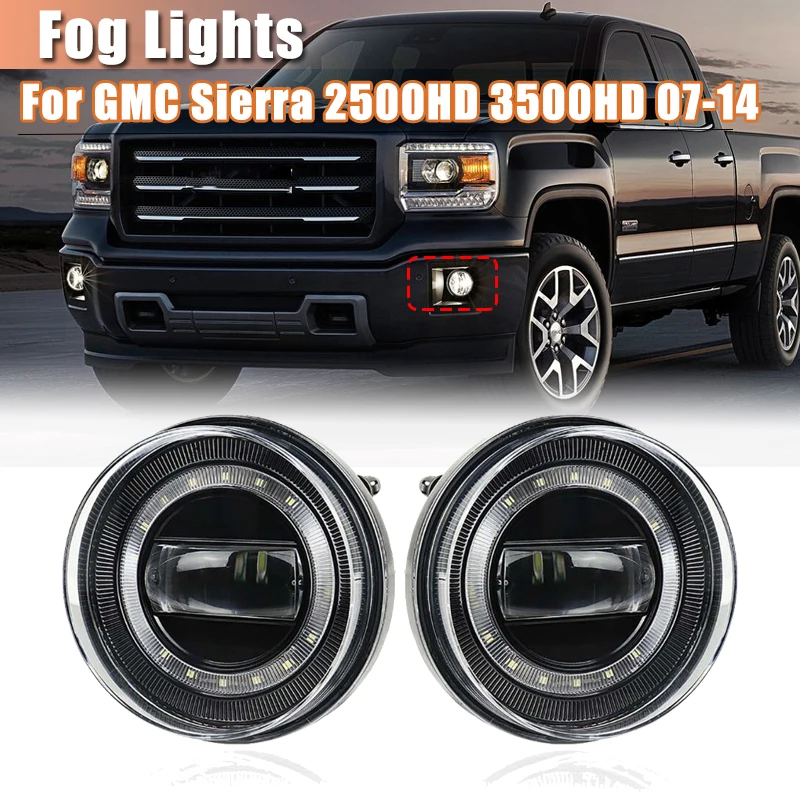 

2Pcs LED Fog Light with Daytime Running Light DRL 15W 20W 6000K Bumper Light for GMC Sierra 1500 2007-13 / 2500HD 3500HD 2007-14