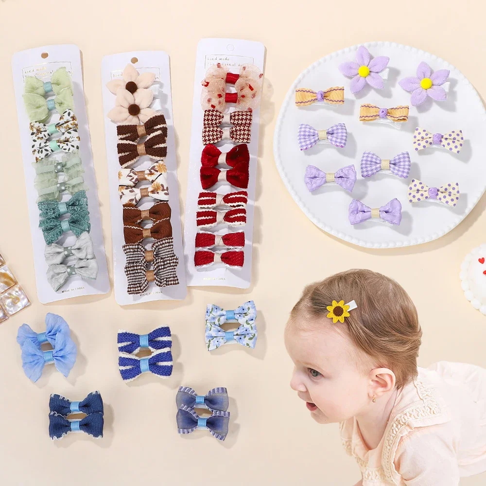 

LOVEKIKI 10Pcs/set Cute Cartoon Hair Clip for Toddler Lovely Bowknot Printing Hairgripes for Girls Boutique Hair Accessories