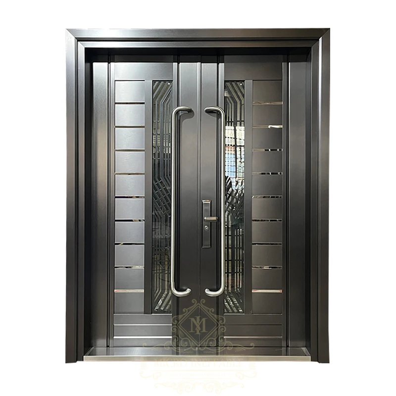 European Style Modern Design Front Exterior Double Stainless Steel Security Door