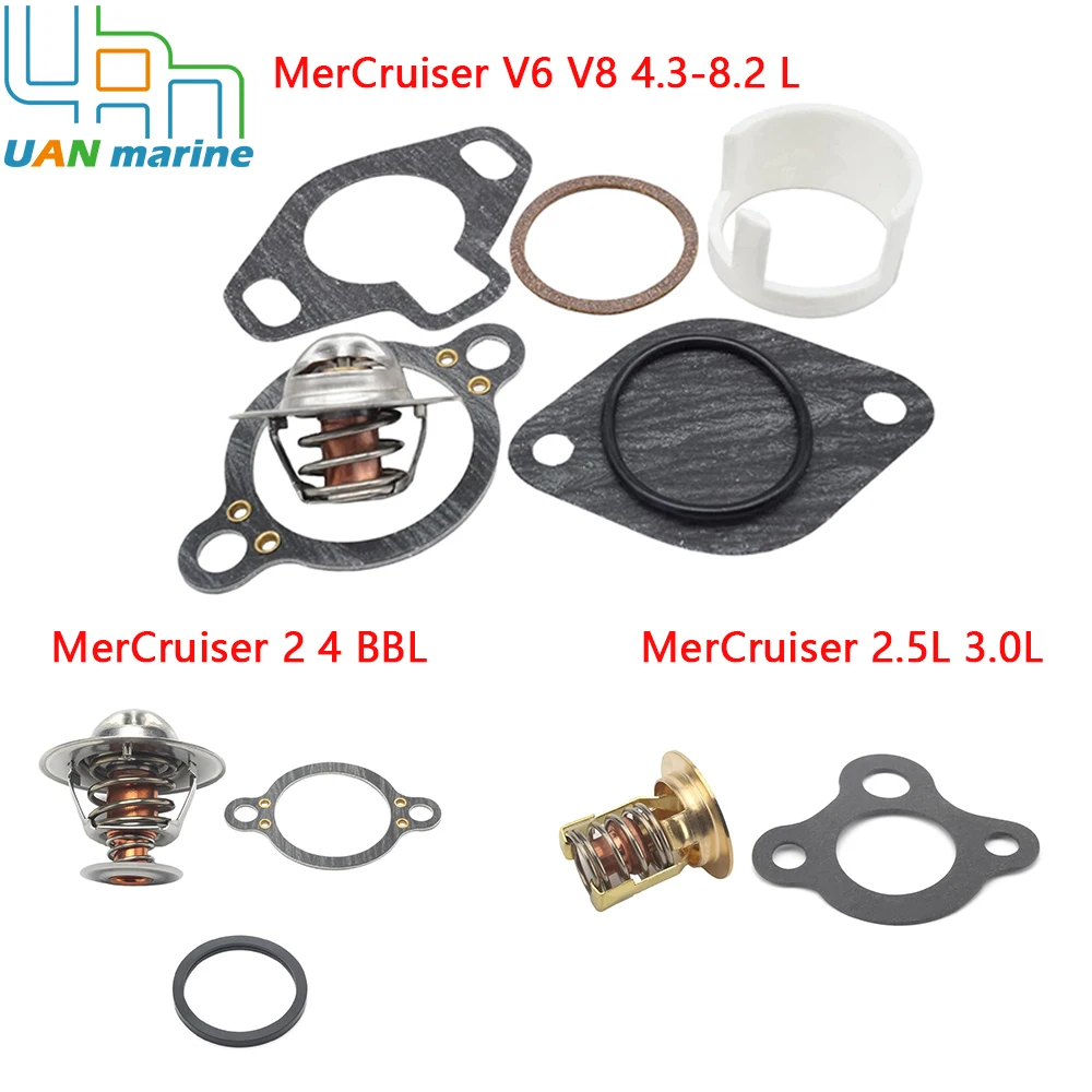 Thermostat Kit for MerCruiser V6 V8 4.3-8.2 L 165-488 2 4 BBL MCM GM 2.5L 3.0L Stern Drives 807252Q5 807252Q5 59078T3 59078T4