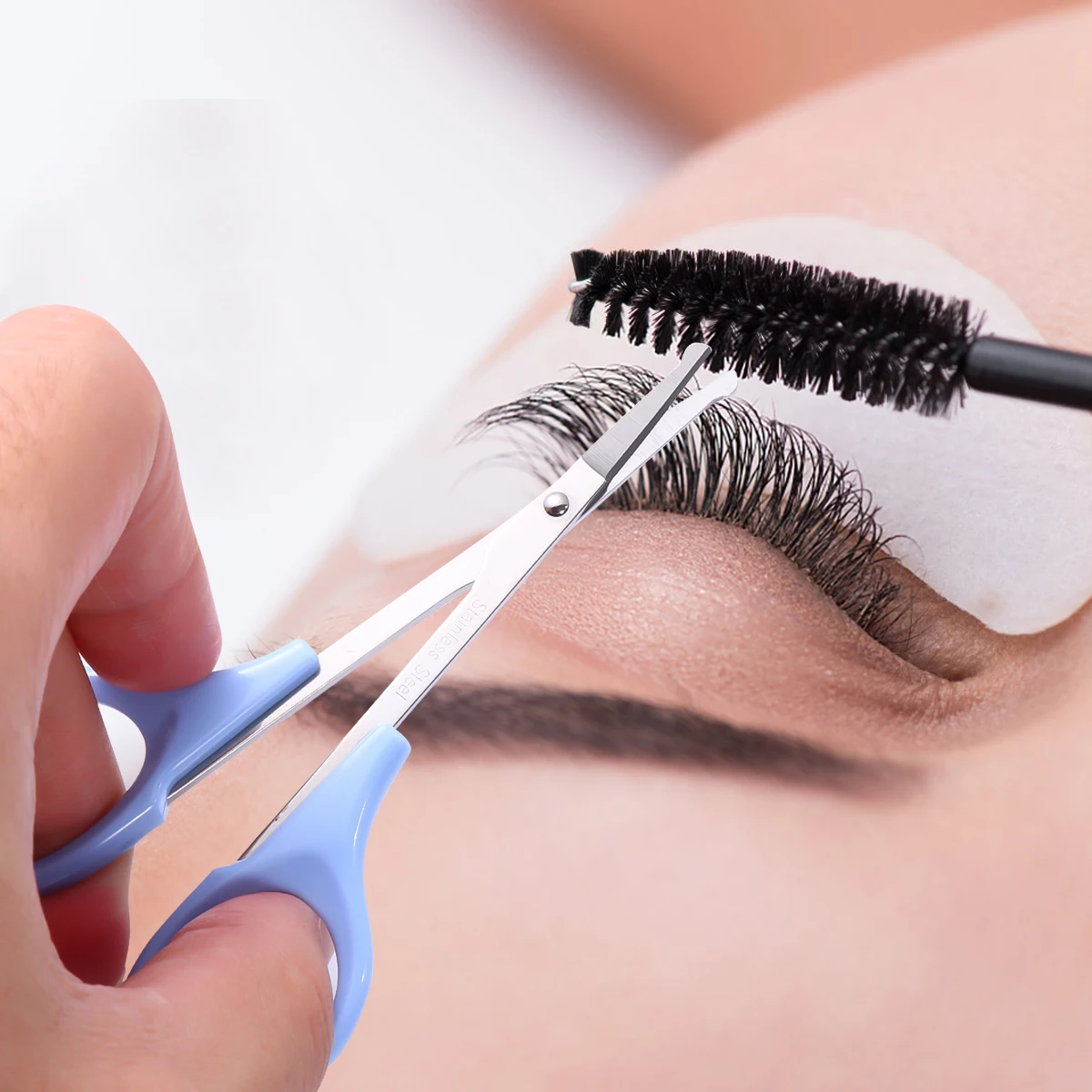 3Pcs Stainless Steel Eyebrow Eyelash Nose Hair Trimmer Set Portable Beauty Tools for Travel Home Salon Use Pink White Blue