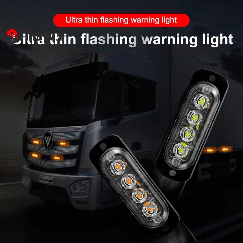 4pcs 4LED 12V - 24V Car Warning Light Grill Breakdown Light Car Truck Trailer Beacon Lamp LED Amber Side Light Rear Lamps