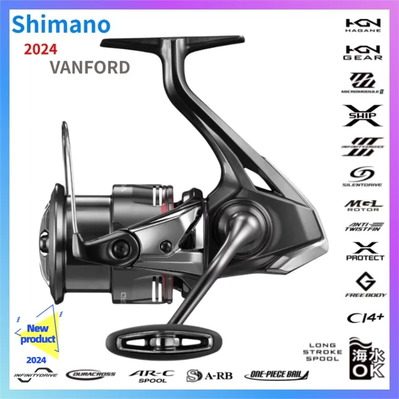 2024 Shimano VANFORD Максимальное сопротивление 2,5-11 кг Ротор MGL CI4 + Корпус ДЛИННАЯ Шпуля Бесшумный привод САЛЬНАЯ ВОДНАЯ СПИННИЖАЯ КАТУШКА