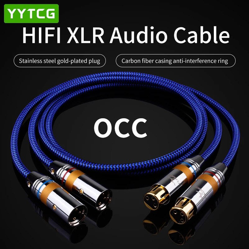 Hifi XLR Audio Cable 6N OCC 3 Pin High Performance Hifi 2XLR Female to Male Cable for CD Player Power Amplifier Mixing Console