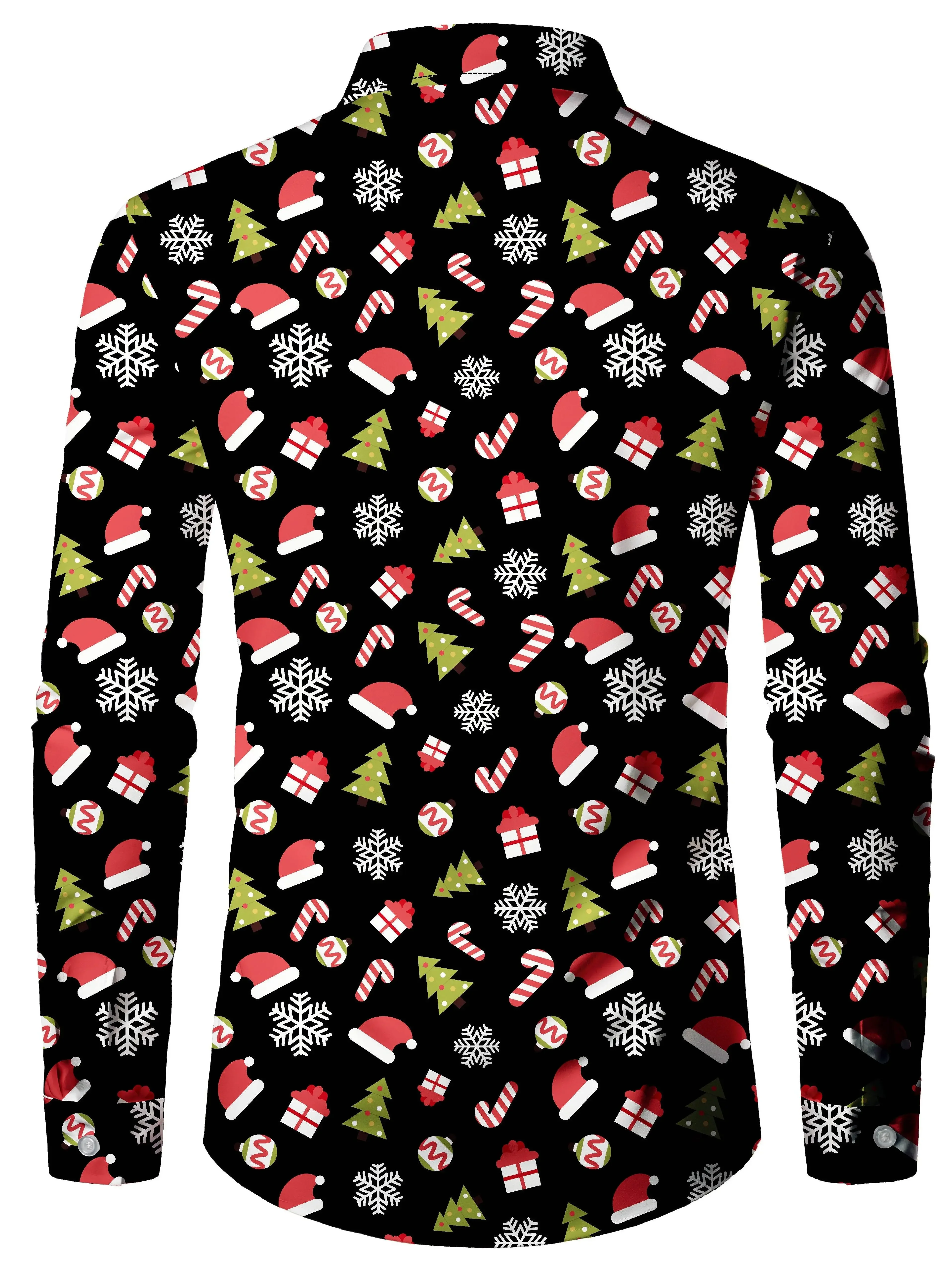 New Hawaiian Christmas Theme Santa Claus Tree Shirt For Men Casual Vintage Tops 3d Printed Flower Long Sleeve Clothing Holidays - Image 2