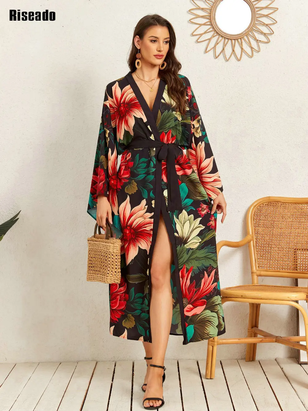 Women's Beach Cover Up Kimono Cardigan Sexy Loose Bathrobe Swimsuit Bikini Cover-Up Sun Protection Vacation Beachwear