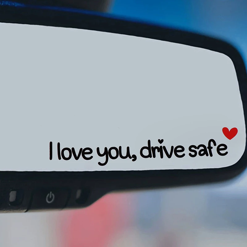 ملصقات مرآة السيارة "I Love You Drive Safe" ملصق أمان للتذكير المحنون على شكل قلب للنساء للسائقين ديكور داخلي للسيارة #1