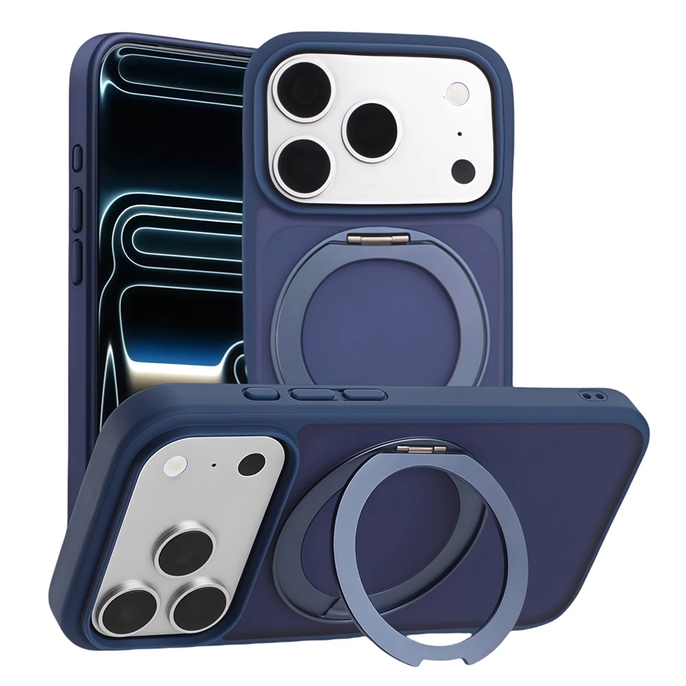 Für Magsafe Magnet Ring Rotierenden Falten Magnetische Ständer Telefon Fall Für iPhone 17 Pro Max Air 17 Pro Einfarbig Matte rüstung Abdeckung