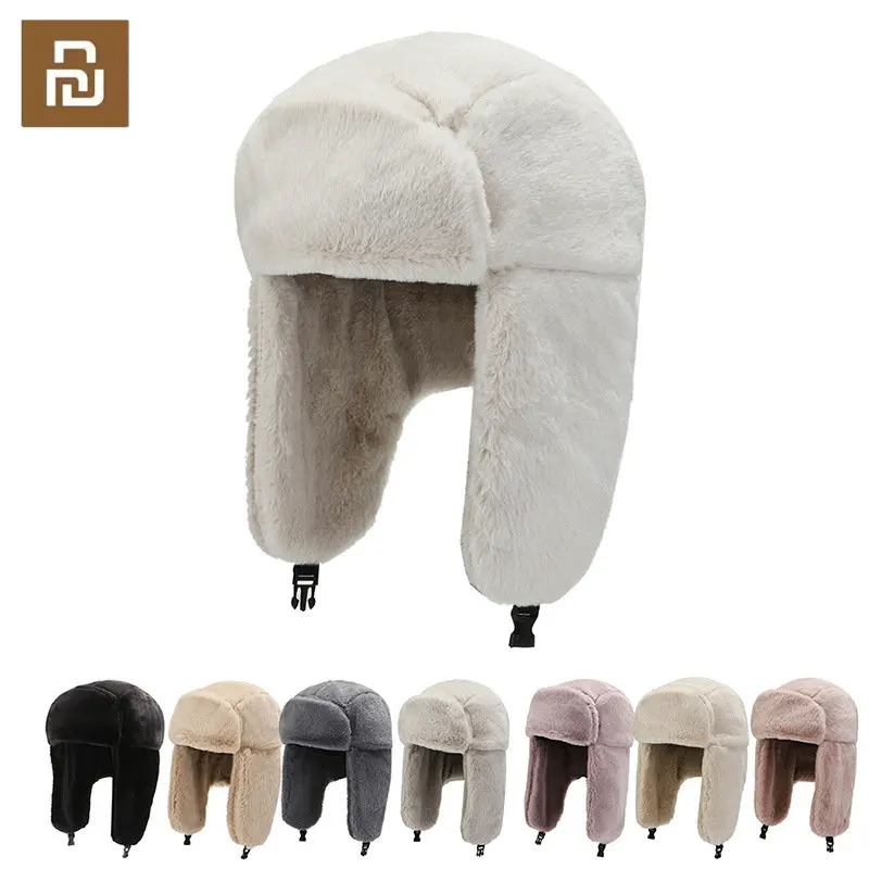 Youpin Winter Cycling Ski Hat Warm Earmuffs Thicken Plush Ear-flapped Hat Men Women Faux Fur Windproof Cap Outdoors Bomber Cap