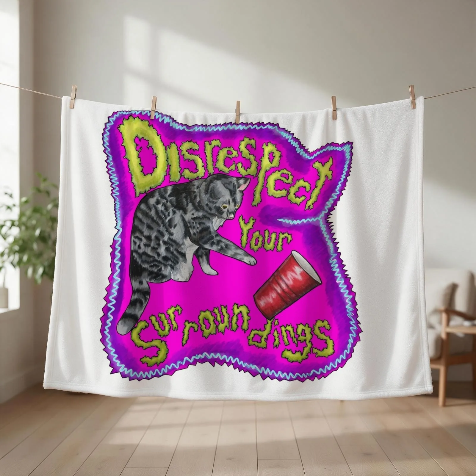 Disrespect Your Surroundings Throw Blanket Custom Furrys Soft Plaid Bed Fashionable Blankets
