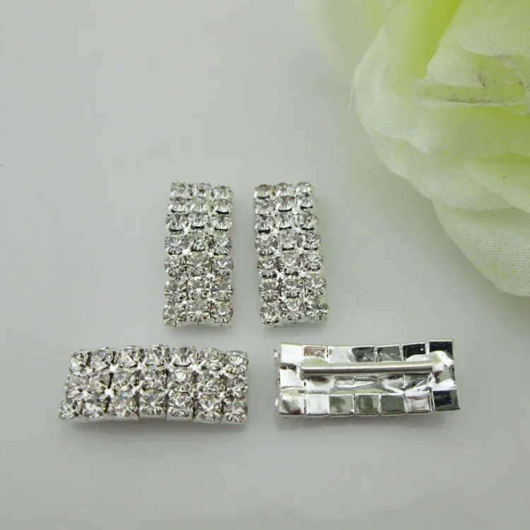10Pcs Silver Rhinestones Buckles Metal Square Ribbon Decoration Buckle Diy Handwork Jewelry Accessory Supplies