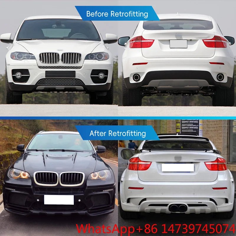 2015-2016 X6 Wet Carbon Fiber Body Kit Engine Hood Front Rear Bumper Side Skirt Fog Light Mod PartsCar Parts Body Kit