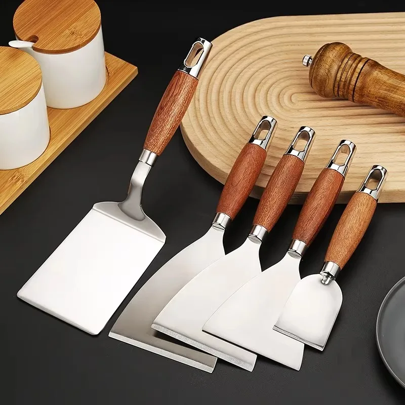 Square/rectangle Head Grill Spatula Griddle Spatula Anti-scald Handle Steak Spatula with Blade Pancake Scraper Burger Tools