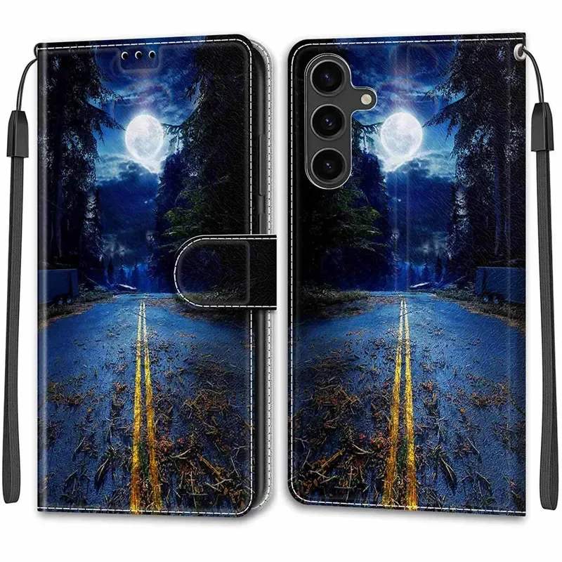 Wallet Leather Phone Case For Samsung S24+ Galaxy S23 FE S22 Ultra Plus 5G S24Pls Magnetic Flip Cover Stand Book Painted Cases