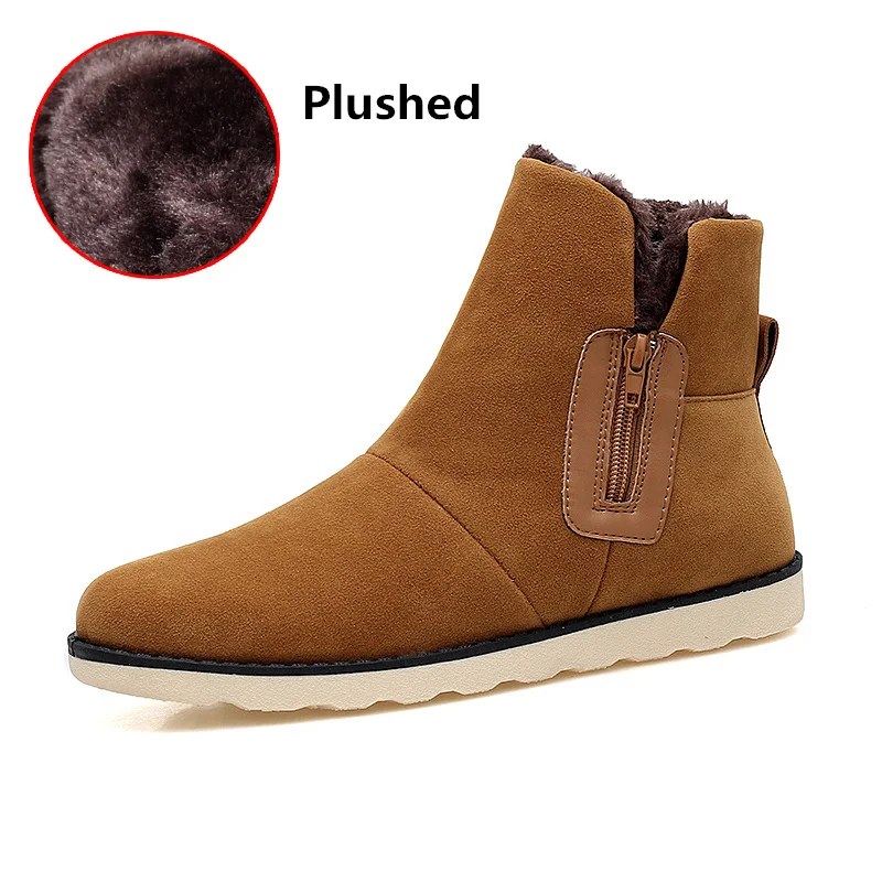 

Hot Sale Velvet Snow Boots Man Fashion Zip Brown Men's Winter Boots Comfortable Warm Plush Ankle Boots For Men botas para hombre