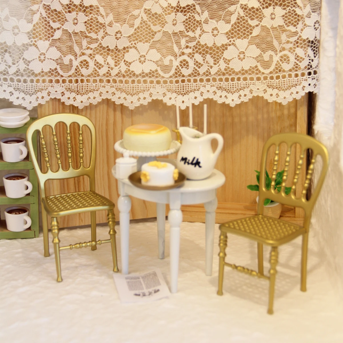 1:12 miniature furniture, wrought iron tables and chairs, suitable for mini house decoration