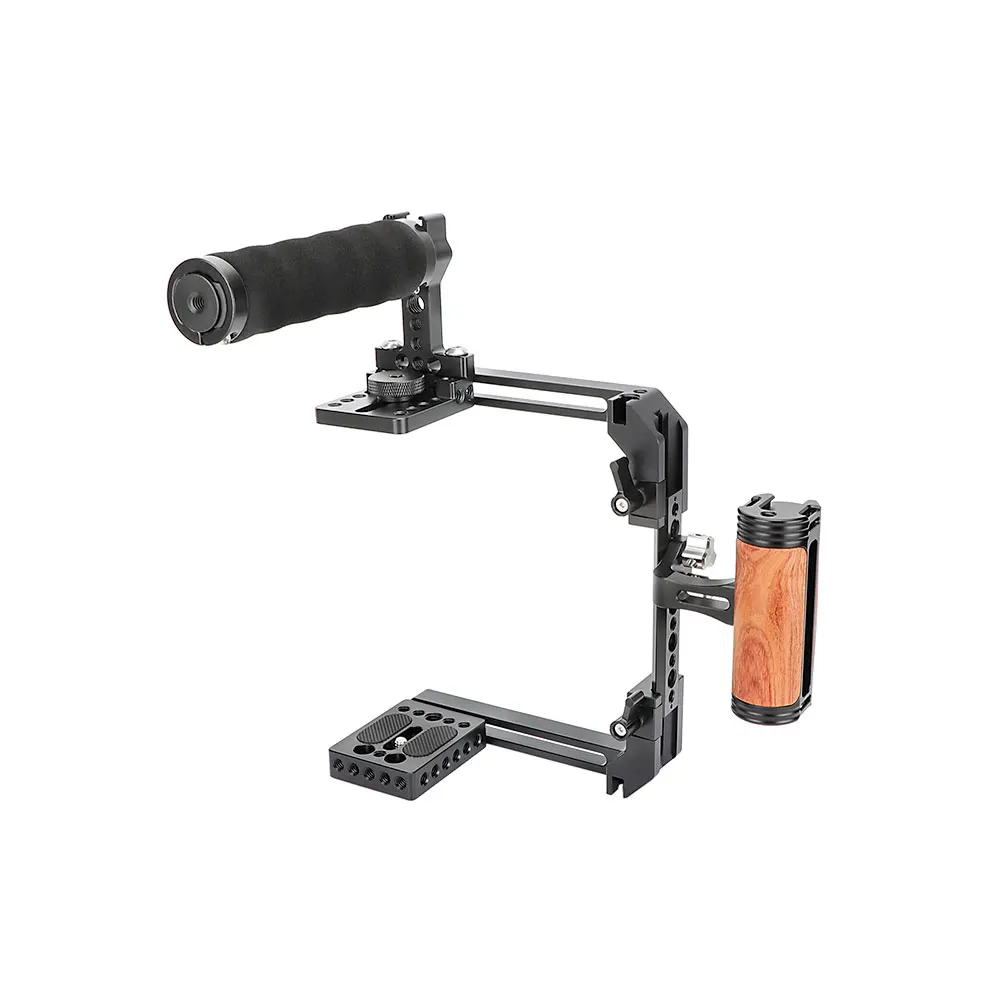 SZRIG Extendable Cage Rig Adjustable Camera Half Cage Rig With Top Handle & Universal Side Handle Grip with Cold Shoe Mount