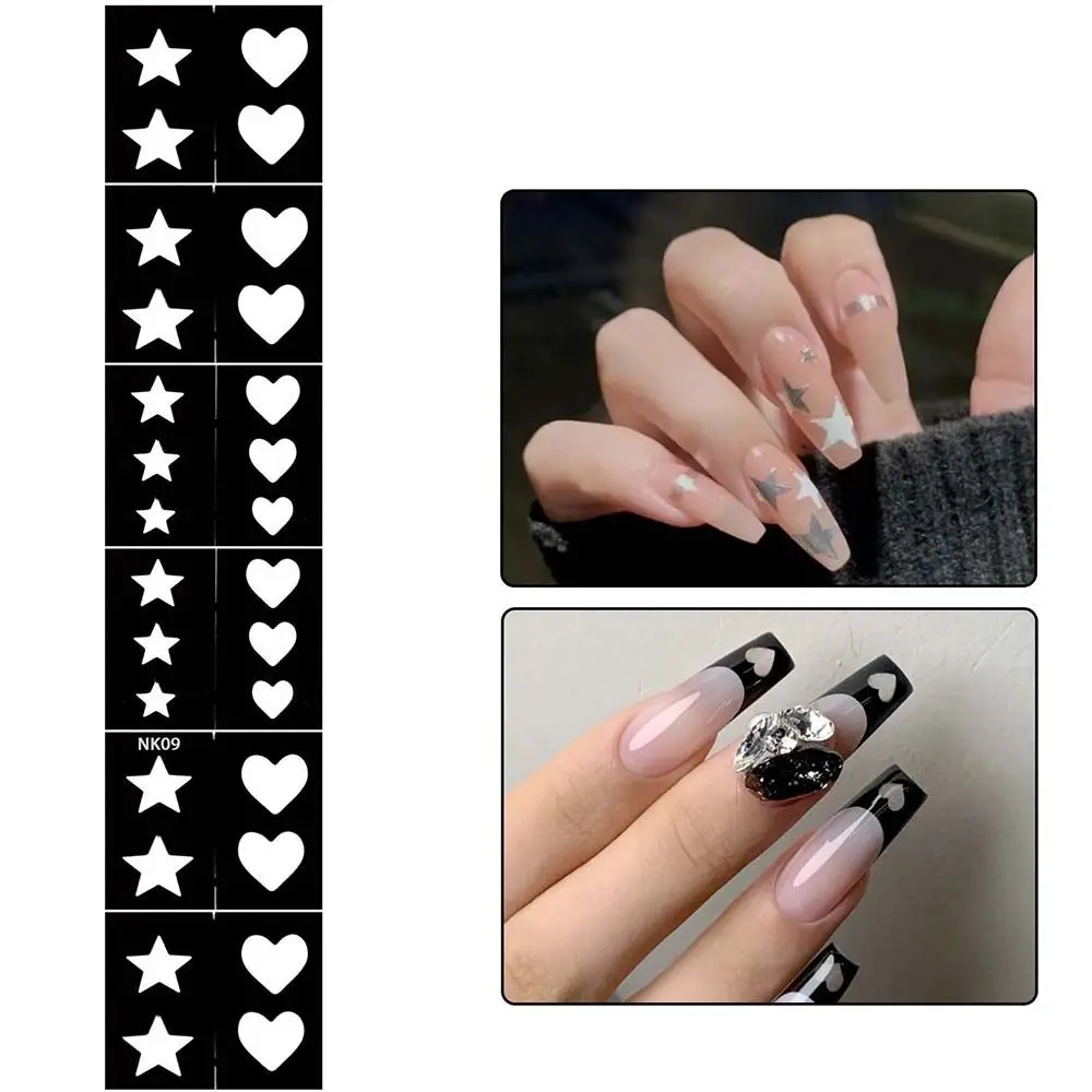 Stars Manicure Heart Stripe Pattern Hollow Nail Decals Template Nail Sticker Airbrush Nail Stencils Spray Paint Nail Sticker